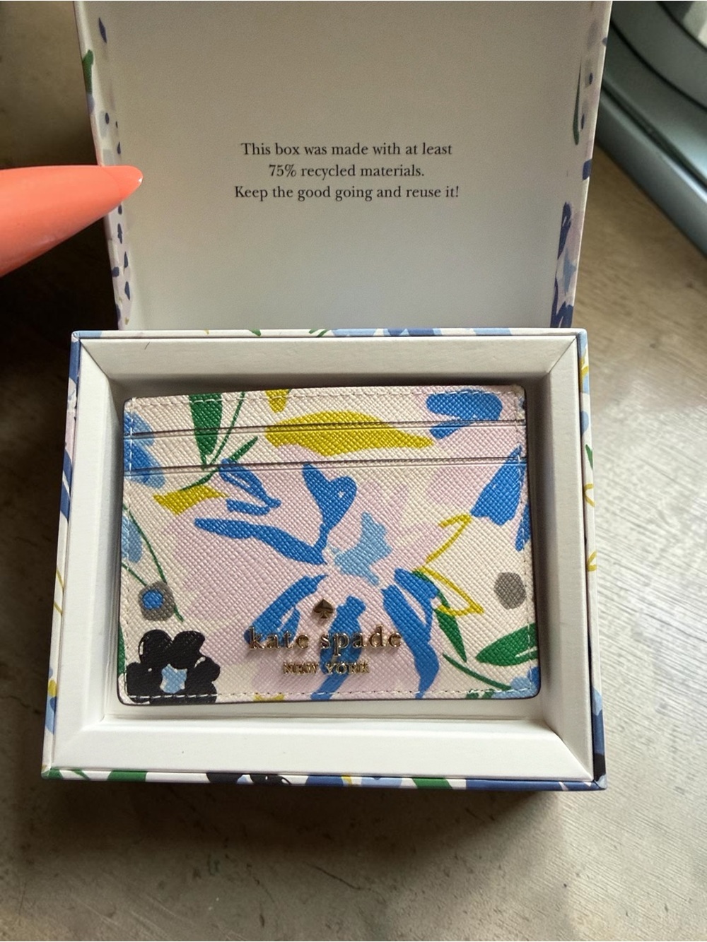 kate spade Floral Multi-Color Card Holder with Gold Logo